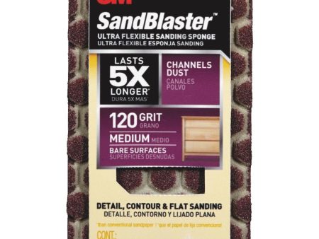 3M SandBlaster Ultra Flexible 2-1 2 In. x 4-1 2 In. x 1 In. 120 Grit Medium Sanding Sponge For Cheap