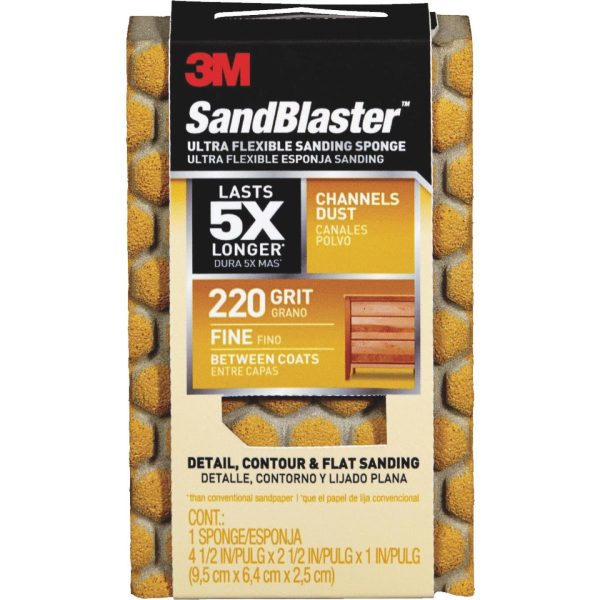 3M SandBlaster Ultra Flexible 2-1 2 In. x 4-1 2 In. x 1 In. 220 Grit Fine Sanding Sponge Supply