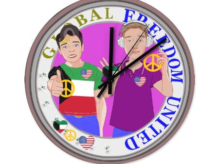 Wooden Wall Clock Without Scale GLOBAL FREEDOM UNITED© Men Kuwait & USA For Discount