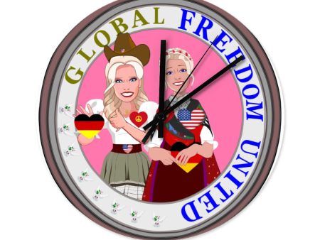 Wooden Wall Clock Without Scale Global Freedom United Women Usa & Germany Old Peace Hot on Sale