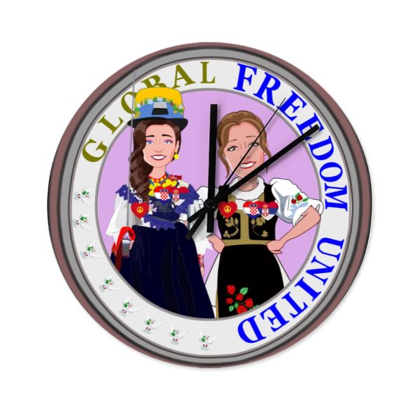 Wooden Wall Clock Without Scale GLOBAL FREEDOM UNITED© Women Croatia & Serbia For Sale