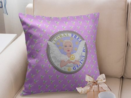 GLOBAL FREEDOM UNITED© WOMEN ANGEL OF PEACE LILAC Square Pillow Cover Discount