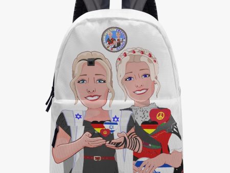 ALL OVER PRINT CANVAS BACKPACK GLOBAL FREEDOM UNITED© GIRLS ISRAEL & GERMANY WIGHT on Sale