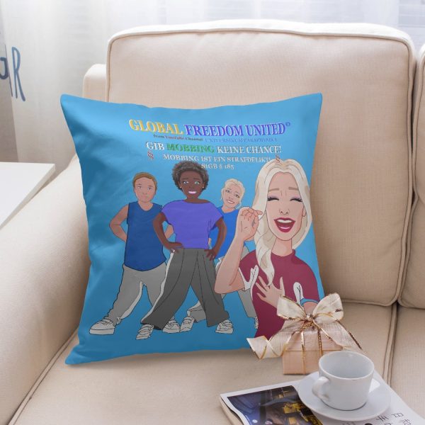 GLOBAL FREEDOM UNITED©  GIB MOBBING KEINE CHANCE GERMAN BLUE Square Pillow Cover on Sale