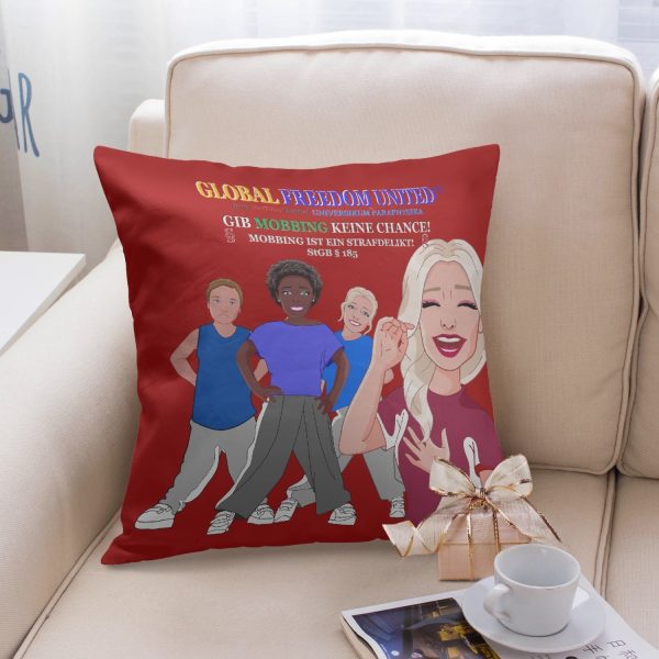 Square Pillow Cover GLOBAL FREEDOM UNITED GIB MOBBING KEINE CHANCE GERMAN RED Hot on Sale