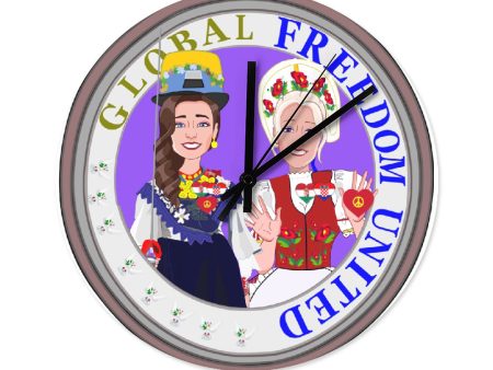 Wooden Wall Clock Without Scale GLOBAL FREEDOM UNITED© Women Croatia & Hungary Ring Cheap