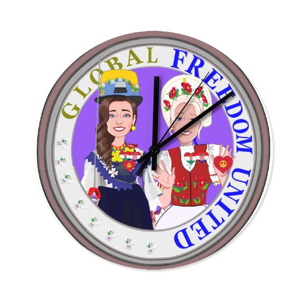 Wooden Wall Clock Without Scale GLOBAL FREEDOM UNITED© Women Croatia & Hungary Ring Cheap