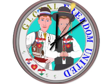 Wooden Wall Clock Without Scale GLOBAL FREEDOM UNITED© Men Croatia & Hungary For Discount