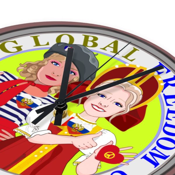 Wooden Wall Clock Without Scale GLOBAL FREEDOM UNITED© Women French & Russia on Sale