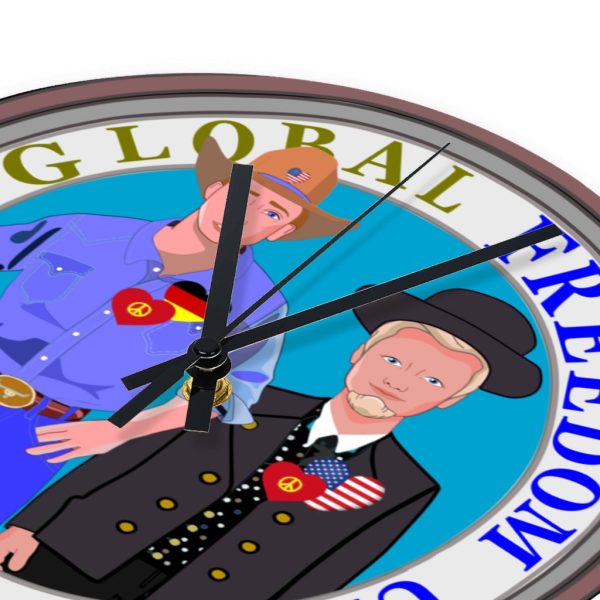 Wooden Wall Clock Without Scale GLOBAL FREEDOM UNITED© Men USA & Germany Supply