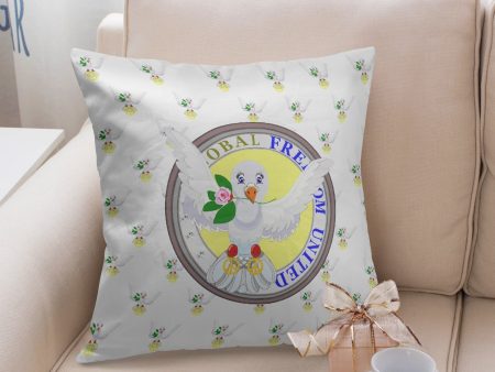 GLOBAL FREEDOM UNITED©  DOVE OF PEACE  WIGHT YELLOW 18   Square Pillow Cover Hot on Sale