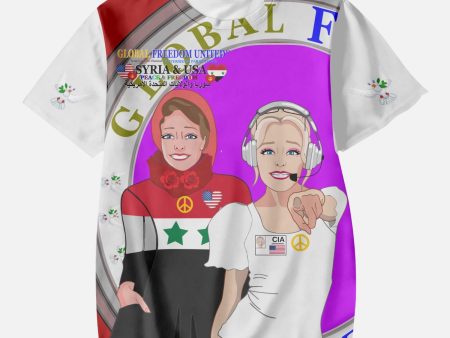 GLOBAL FREEDOM UNITED GIRLS SYRIA & USA OLD PEACE RED AOP Kids  Short T-Shirts Online Hot Sale