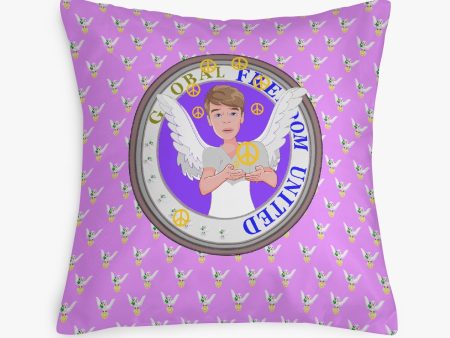 Square Pillow Cover GLOBAL FREEDOM UNITED MEN ANGEL OF PEACE LILAC For Sale