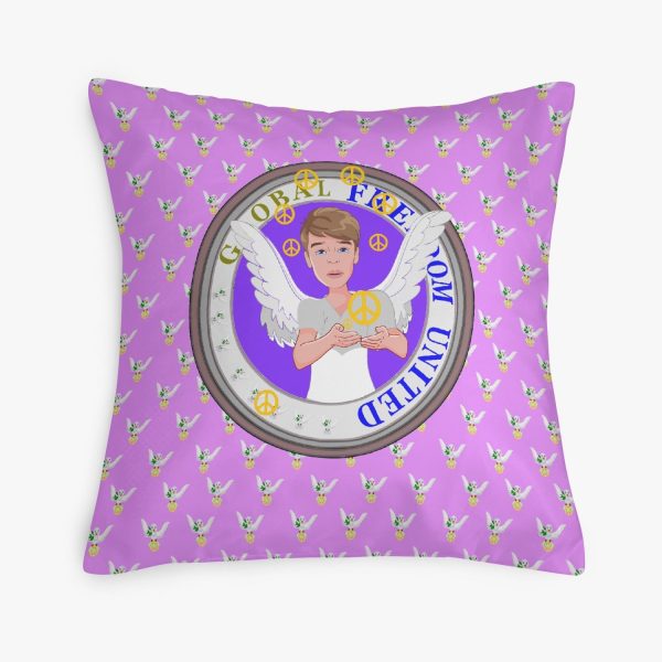 Square Pillow Cover GLOBAL FREEDOM UNITED MEN ANGEL OF PEACE LILAC For Sale