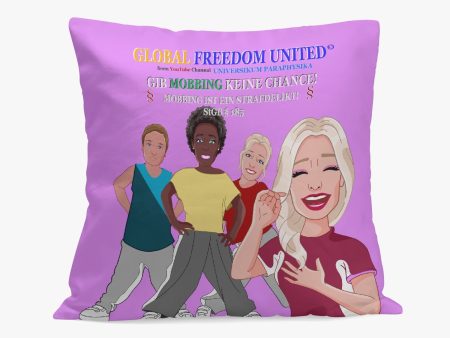 Square Pillow Covera GLOBAL FREEDOM UNITED  GIB MOBBING KEINE CHANCE DEUTSCH LILA For Cheap