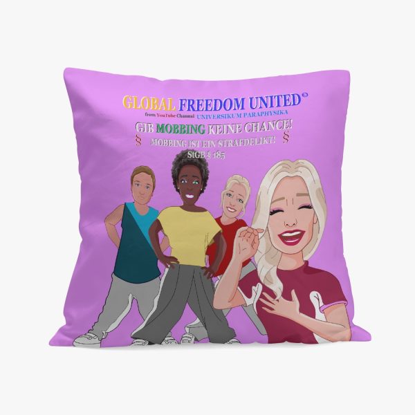 Square Pillow Covera GLOBAL FREEDOM UNITED  GIB MOBBING KEINE CHANCE DEUTSCH LILA For Cheap