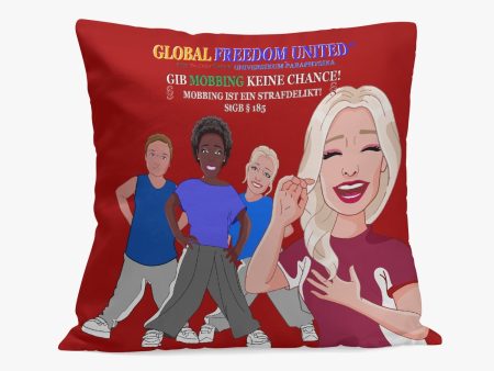 Square Pillow Cover GLOBAL FREEDOM UNITED GIB MOBBING KEINE CHANCE GERMAN RED Hot on Sale