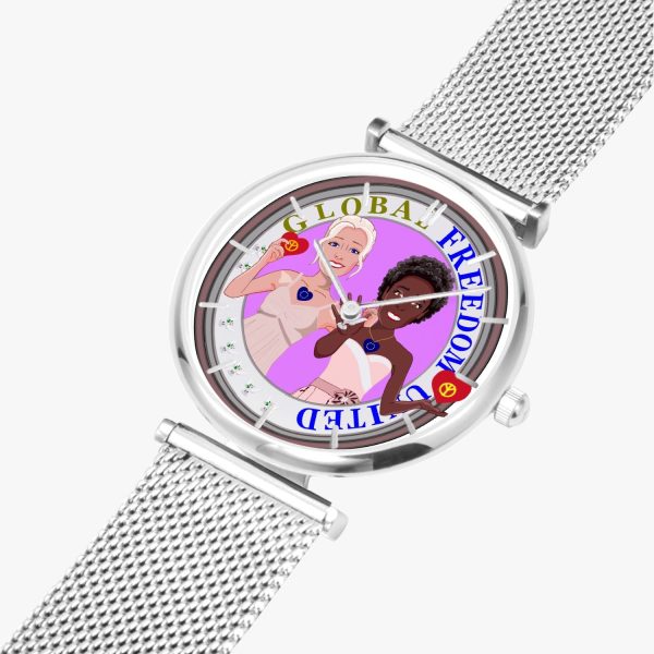 GLOBAL FREEDOM UNITED WOMEN ANTI FASICM & RACISM NEW PEACE EU New Stylish Ultra-Thin Quartz Watch (With Indicators) Discount