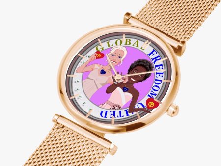 GLOBAL FREEDOM UNITED WOMEN ANTI FASICM & RACISM NEW PEACE EU New Stylish Ultra-Thin Quartz Watch (With Indicators) Discount