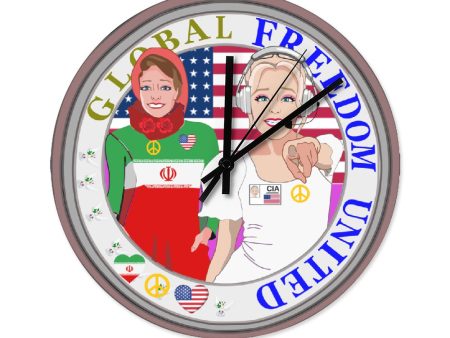 Wooden Wall Clock Without Scale GLOBAL FREEDOM UNITED© Women Iran & USA For Discount