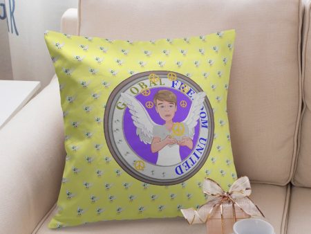 GLOBAL FREEDOM UNITED©  MEN ANGEL OF PEACE YELLOW Square Pillow Cover For Discount