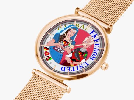 GLOBAL FREEDOM UNITED WOMEN AFGHANISTAN & GERMANY NEW PEACE New Stylish Ultra-Thin Quartz Watch (With Indicators) Online Sale