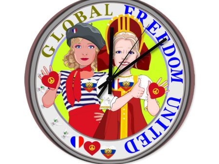 Wooden Wall Clock Without Scale GLOBAL FREEDOM UNITED© Women French & Russia on Sale