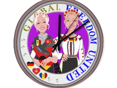 Wooden Wall Clock Without Scale GLOBAL FREEDOM UNITED© Women Germany & Romania V2 Cheap