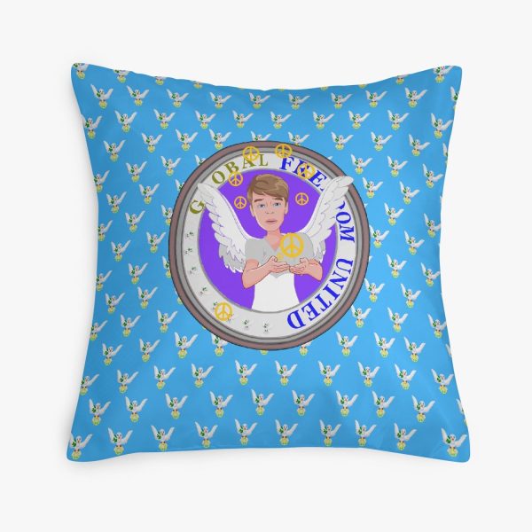 GLOBAL FREEDOM UNITED©  MEN ANGEL OF PEACE BLUE Square Pillow Cover Supply