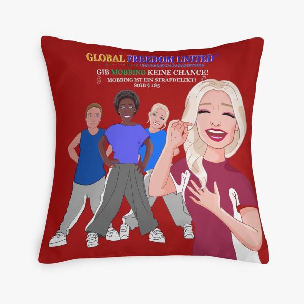 Square Pillow Cover GLOBAL FREEDOM UNITED GIB MOBBING KEINE CHANCE GERMAN RED Hot on Sale