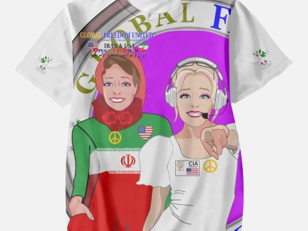 GLOBAL FREEDOM UNITED GIRLS IRAN & USA OLD PEACE WIGHT AOP Kids  Short T-Shirts Fashion