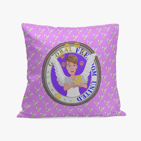 GLOBAL FREEDOM UNITED© MEN ANGEL OF PEACE LILAC Square Pillow Cover For Sale