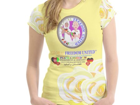 Women´s T-shirt GLOBAL FREEDOM UNITED© AFGHANISTAN & GERMANY Yellow Nurse Edition Supply