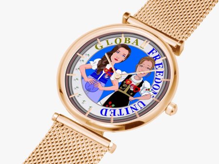 GLOBAL FREEDOM UNITED WOMEN ALBANIA & SERBIA NEW PEACE New Stylish Ultra-Thin Quartz Watch (With Indicators) Fashion