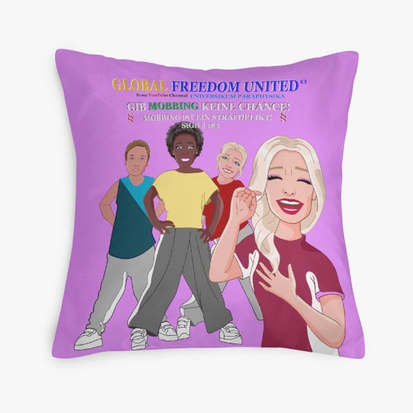 Square Pillow Covera GLOBAL FREEDOM UNITED  GIB MOBBING KEINE CHANCE DEUTSCH LILA For Cheap