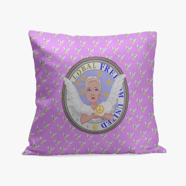 GLOBAL FREEDOM UNITED© WOMEN ANGEL OF PEACE LILAC Square Pillow Cover Discount