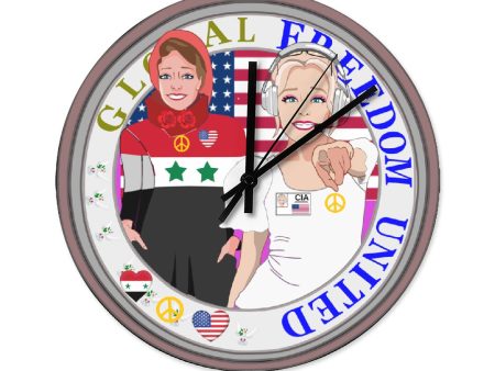 Wooden Wall Clock Without Scale GLOBAL FREEDOM UNITED© Women Syria & USA Cheap