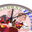 Wooden Wall Clock Without Scale Global Freedom United Women Sirbia & Germany Old Peace Ring Sale