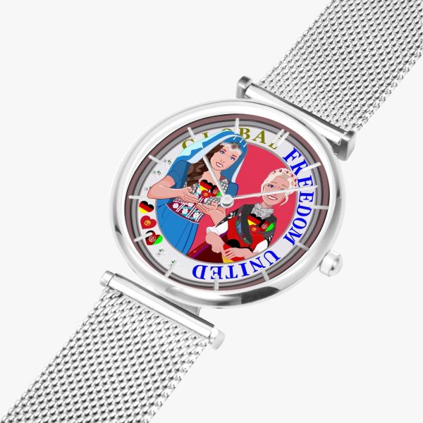 GLOBAL FREEDOM UNITED WOMEN AFGHANISTAN & GERMANY NEW PEACE New Stylish Ultra-Thin Quartz Watch (With Indicators) Online Sale