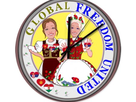 Wooden Wall Clock Without Scale GLOBAL FREEDOM UNITED© Women Serbia & Hungary Old Peace Hot on Sale