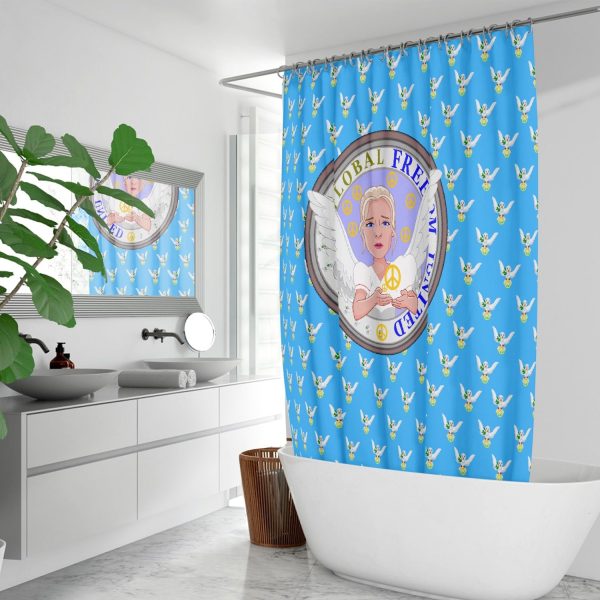 Quick-drying Shower Curtain GLOBAL FREEDOM UNITED WOMEN ANGEL OF PEACE BLUE Online Hot Sale