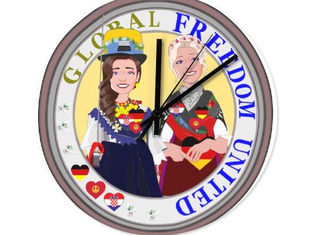 Wooden Wall Clock Without Scale GLOBAL FREEDOM UNITED© Women Croatia & Germany Ring For Sale