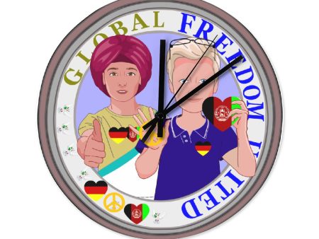 Wooden Wall Clock Without Scale GLOBAL FREEDOM UNITED© Men Afghanistan & Germany Supply