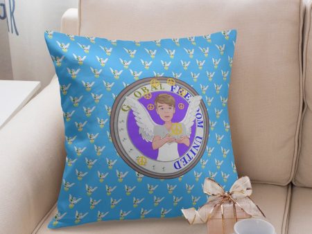 GLOBAL FREEDOM UNITED©  MEN ANGEL OF PEACE BLUE Square Pillow Cover Supply