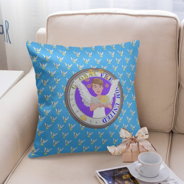 GLOBAL FREEDOM UNITED©  MEN ANGEL OF PEACE BLUE Square Pillow Cover Supply