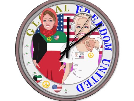 Wooden Wall Clock Without Scale GLOBAL FREEDOM UNITED© Women Kuwait & USA For Sale