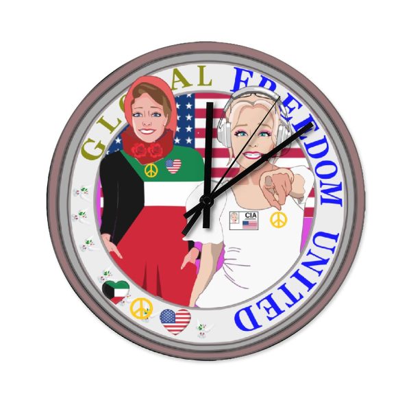 Wooden Wall Clock Without Scale GLOBAL FREEDOM UNITED© Women Kuwait & USA For Sale