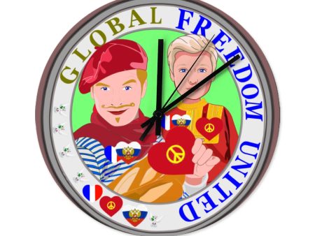 Wooden Wall Clock Without Scale GLOBAL FREEDOM UNITED© Men French & Russia Sale