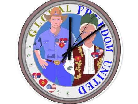 Wooden Wall Clock Without Scale GLOBAL FREEDOM UNITED© Men USA & Serbia Discount