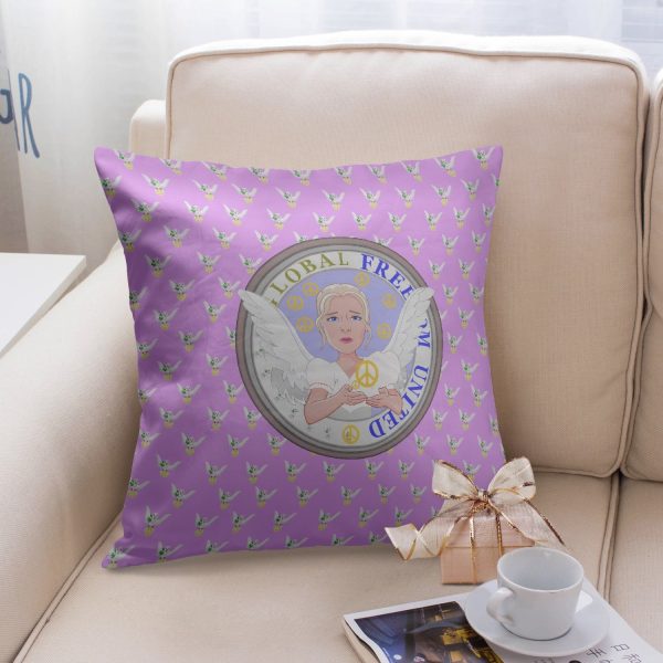 Square Pillow Cover GLOBAL FREEDOM UNITED WOMEN ANGEL OF PEACE LILAC Online Hot Sale